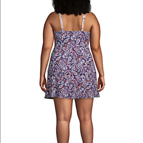 Land’s End Plus Size 1 Piece Swimsuit Dress Soft Cup Adjustable Navy Paisley Var - Picture 8 of 17